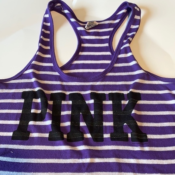 Purple Striped Tank Top PINK size small racerback cotton - Picture 1 of 7